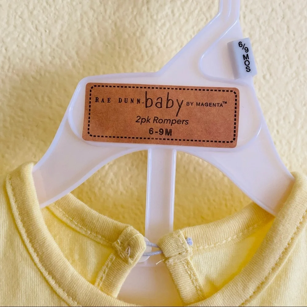 Rae Dunn Baby Girl Newborn Bee Happy Rompers Set 6-9M